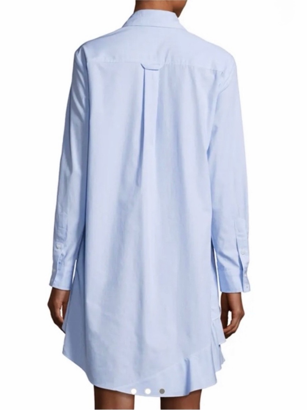 Finley Jenna Striped Cotton Chambray Ruffle Shirtdress Womens Blue White - Picture 3 of 16